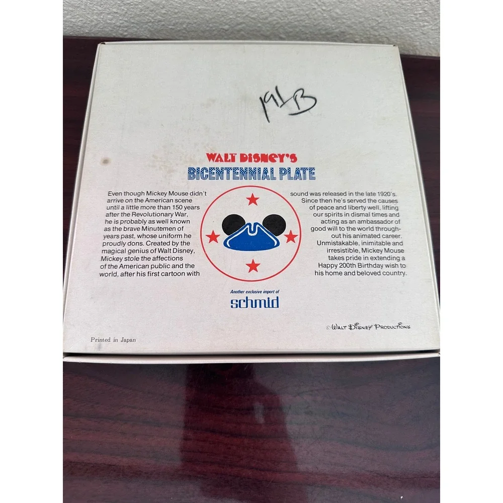 Vintage Disney Schmid Mickey Mouse Bicentennial Plate 1776-1976 Limited Edition
